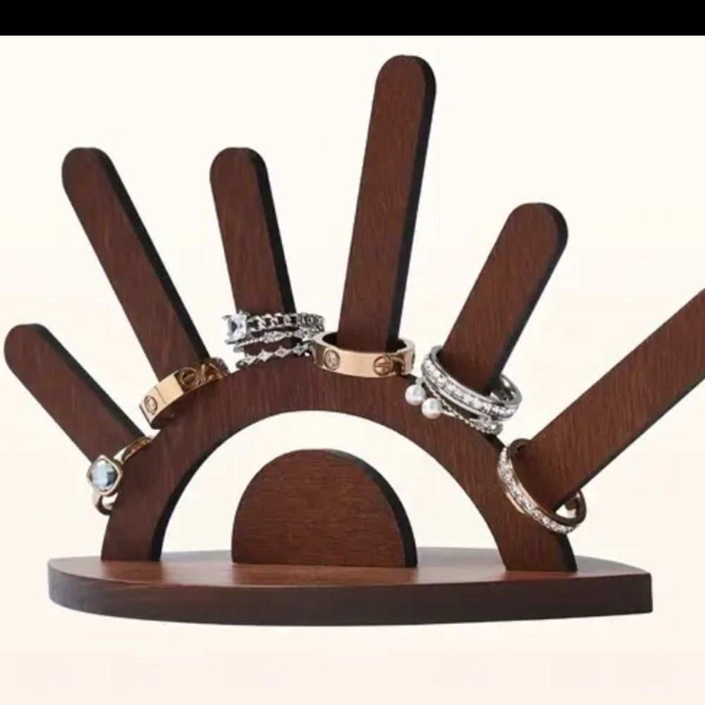 Wooden Evil Eye Ring Holder/ Display Stand